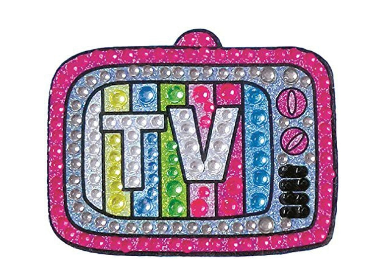 iscream Sparkly Rhinestone Old School Rainbow TV 6" Vinyl Cling Decal