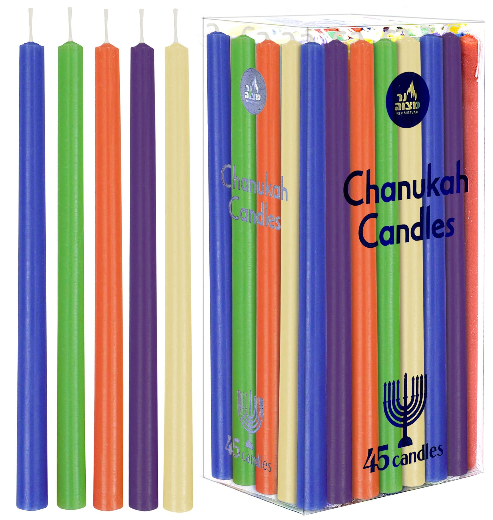 Velas de Janucá largas y coloridas