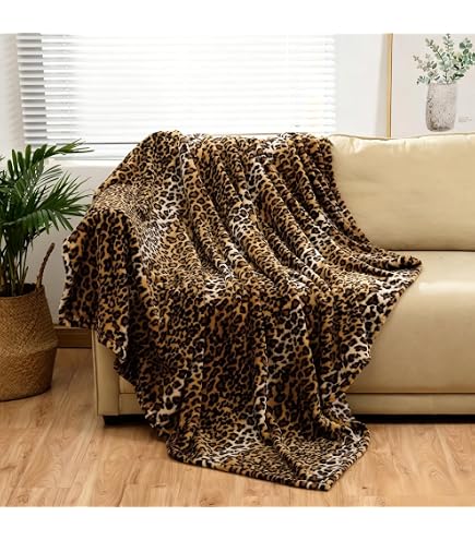 iscream Cheetah Print Silky Soft Plush Fleece Throw Blanket