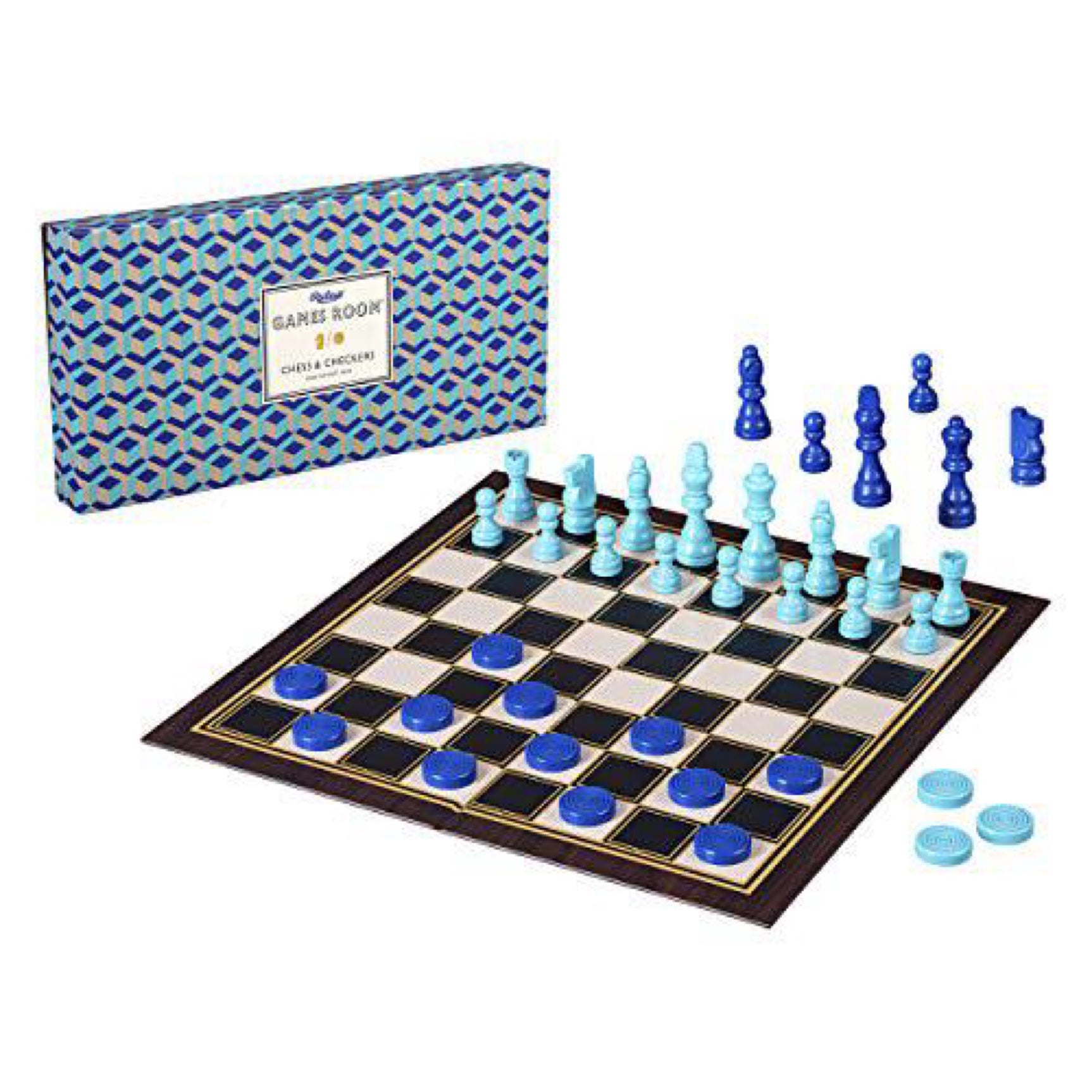 Ridley's Classic 2-in-1 57-Piece Chess & Checkers Folding Family Board Game