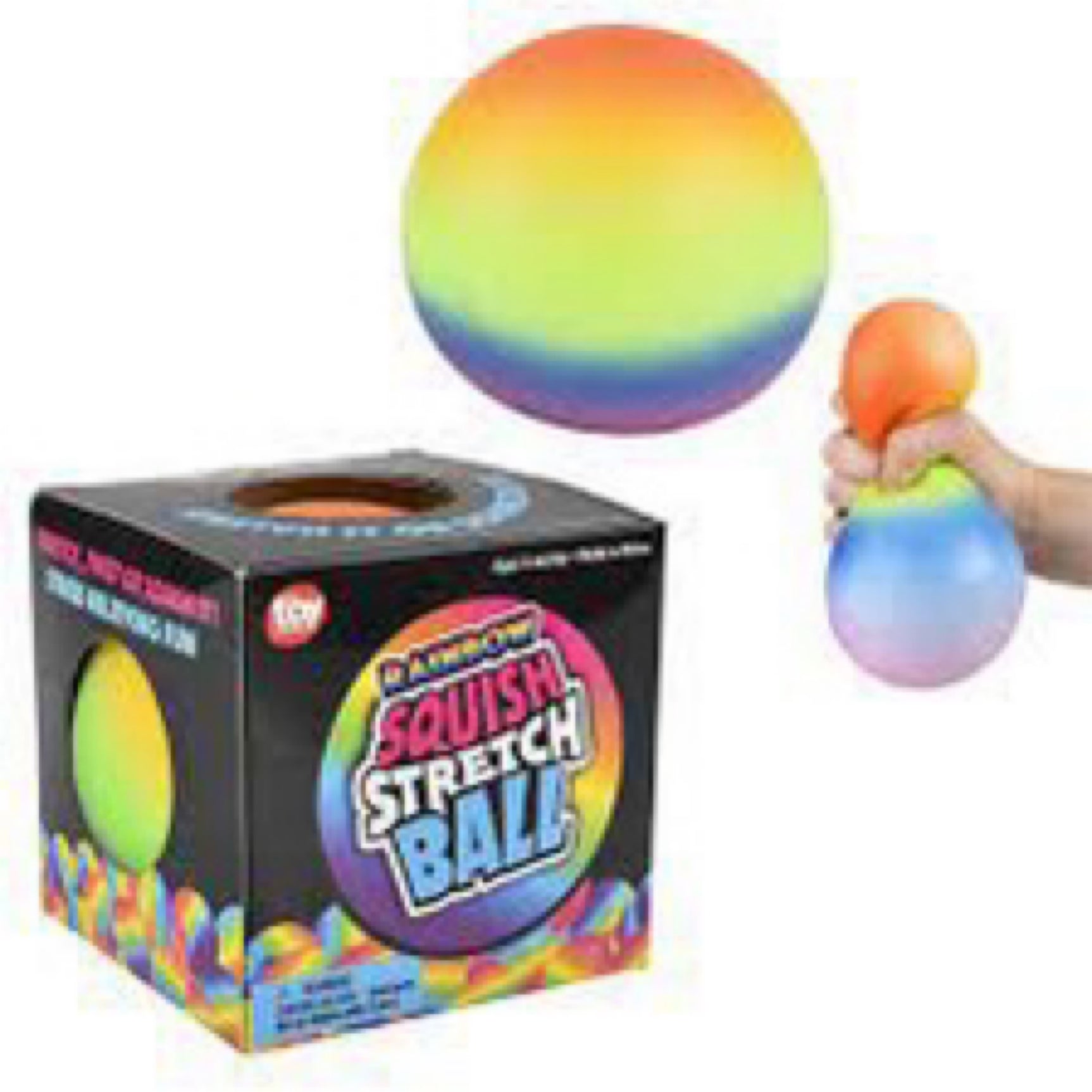 Rainbow squish stretch ball