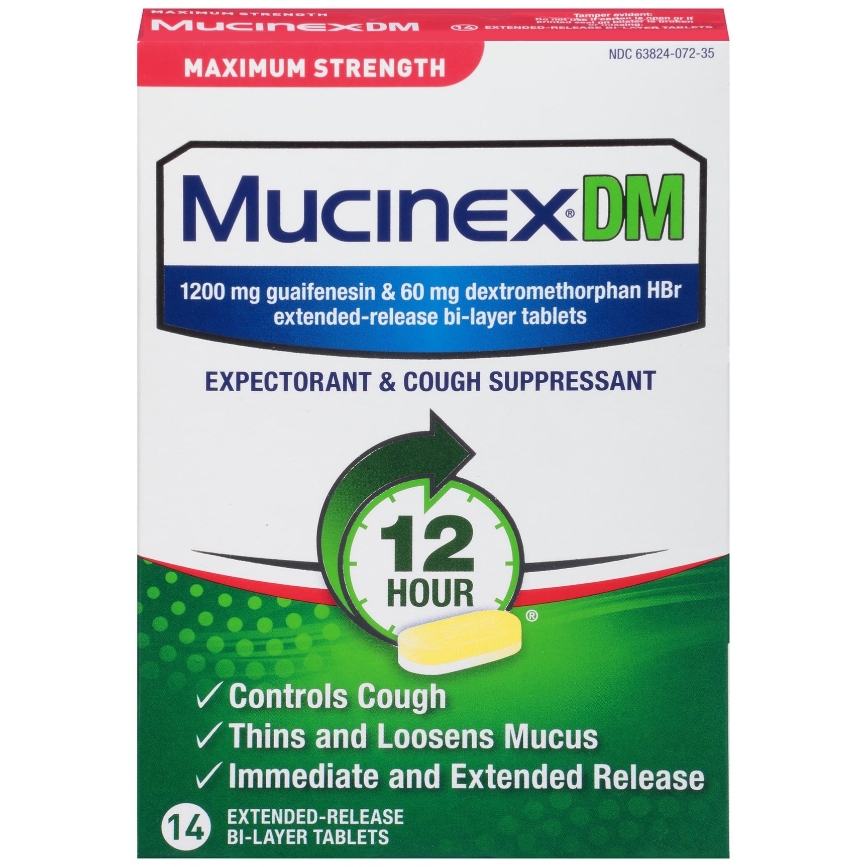 Mucinex DM Maximum Strength 12-Hour Expectorant and Cough Suppressant Tablets