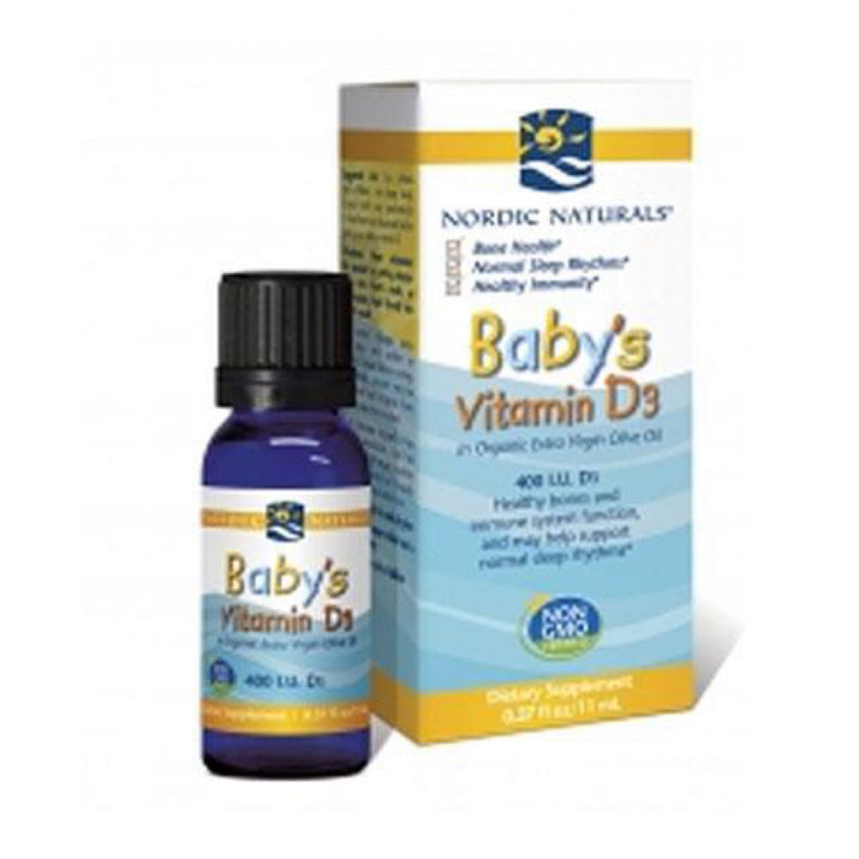Nordic Naturals Baby’s Vitamin D3, Unflavored - 0.37 oz - 400 IU Vitamin D3 - Healthy Bones, Immune System Support, Normal Sleep Rhythms - Non-GMO, Certified Vegetarian
