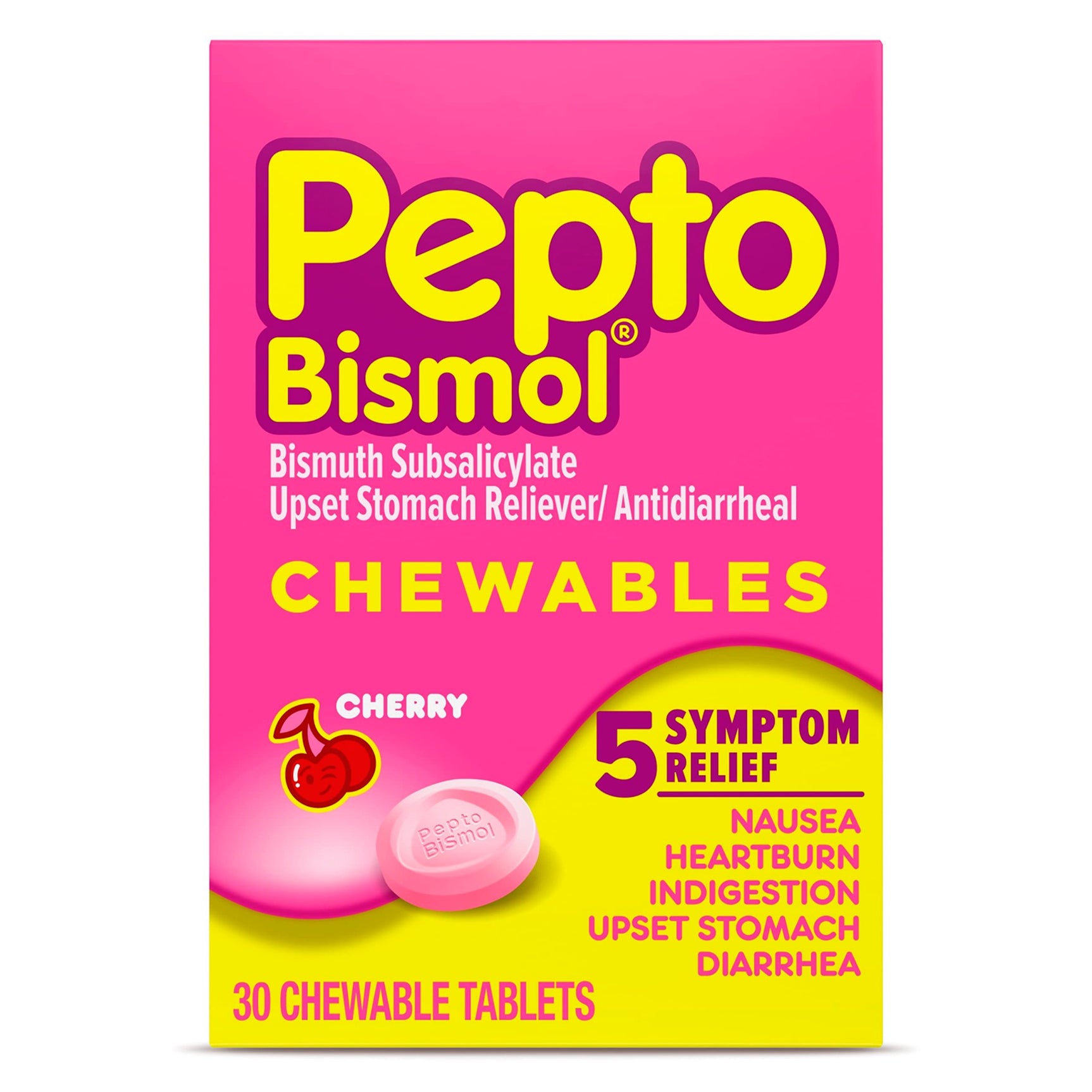 Pepto Bismol Cherry Chewables Tablets Stomach Relief