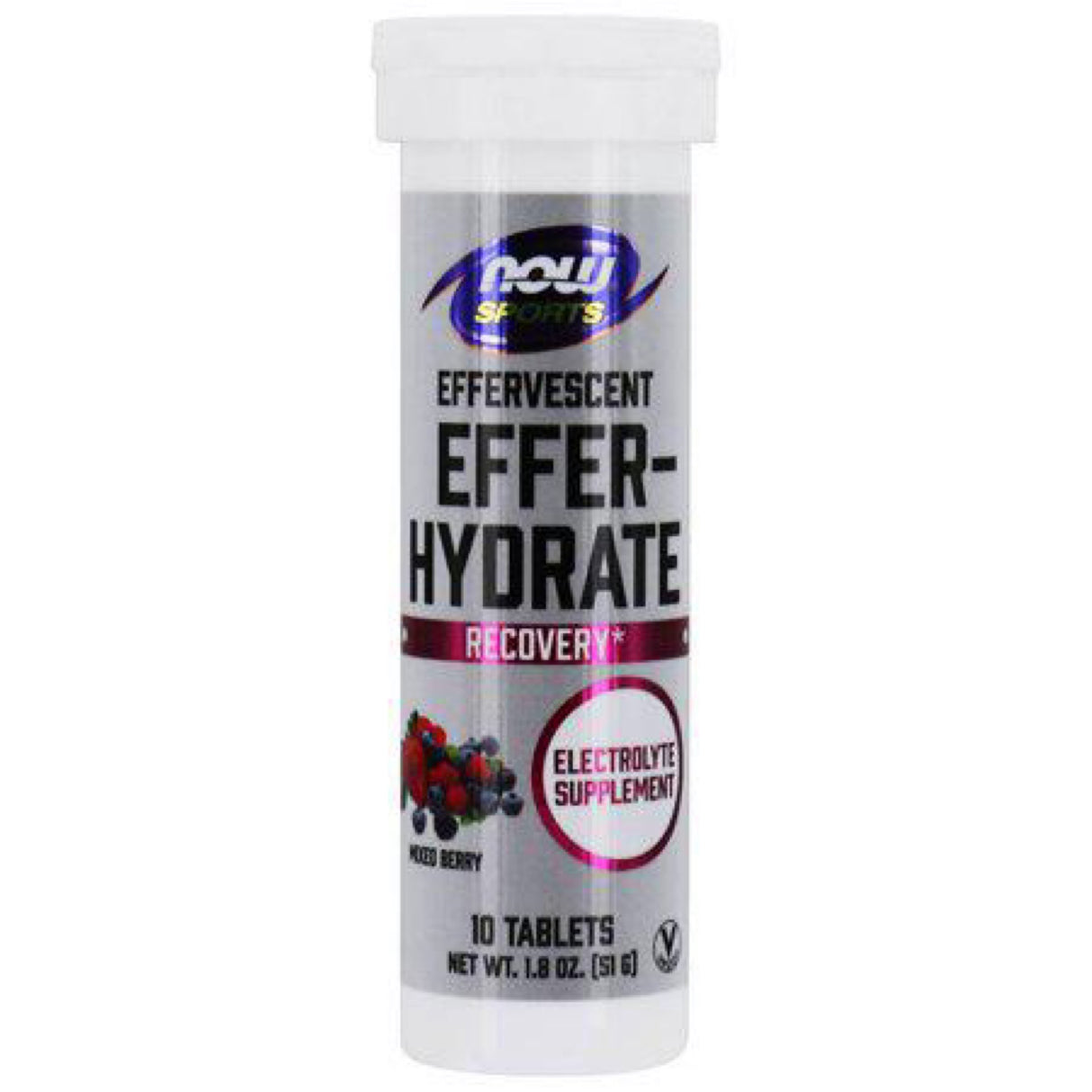 NOW Sports Nutrition, Effervescent Effer-Hydrate, Electrolyte Supplement, Recovery*, Mixed Berry