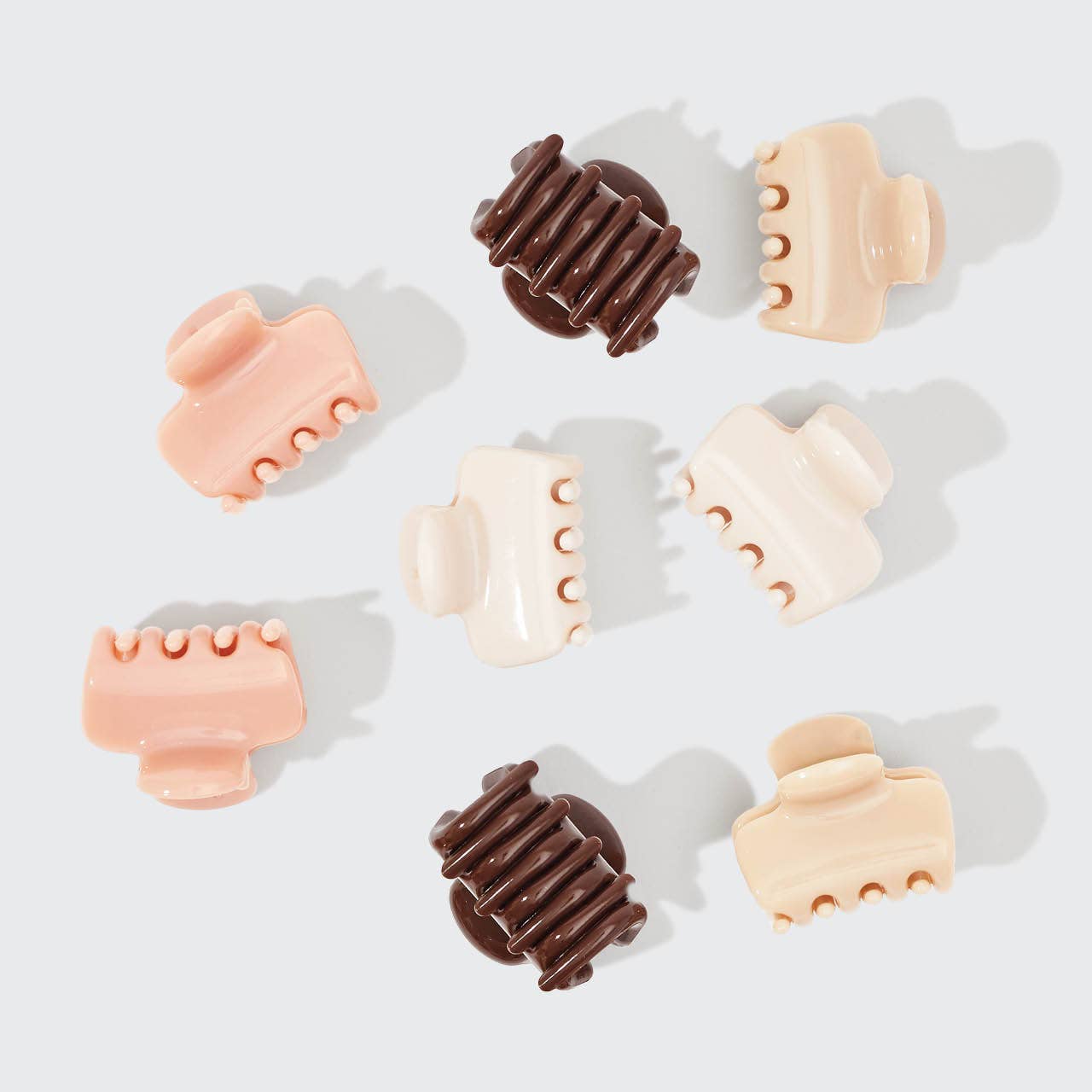 KITSCH Recycled Plastic Mini Cloud Claw Clips 8pc Set - Rosewood