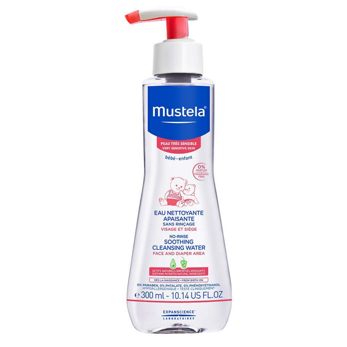 Mustela no rinse soothing cleansing water face zero perfume