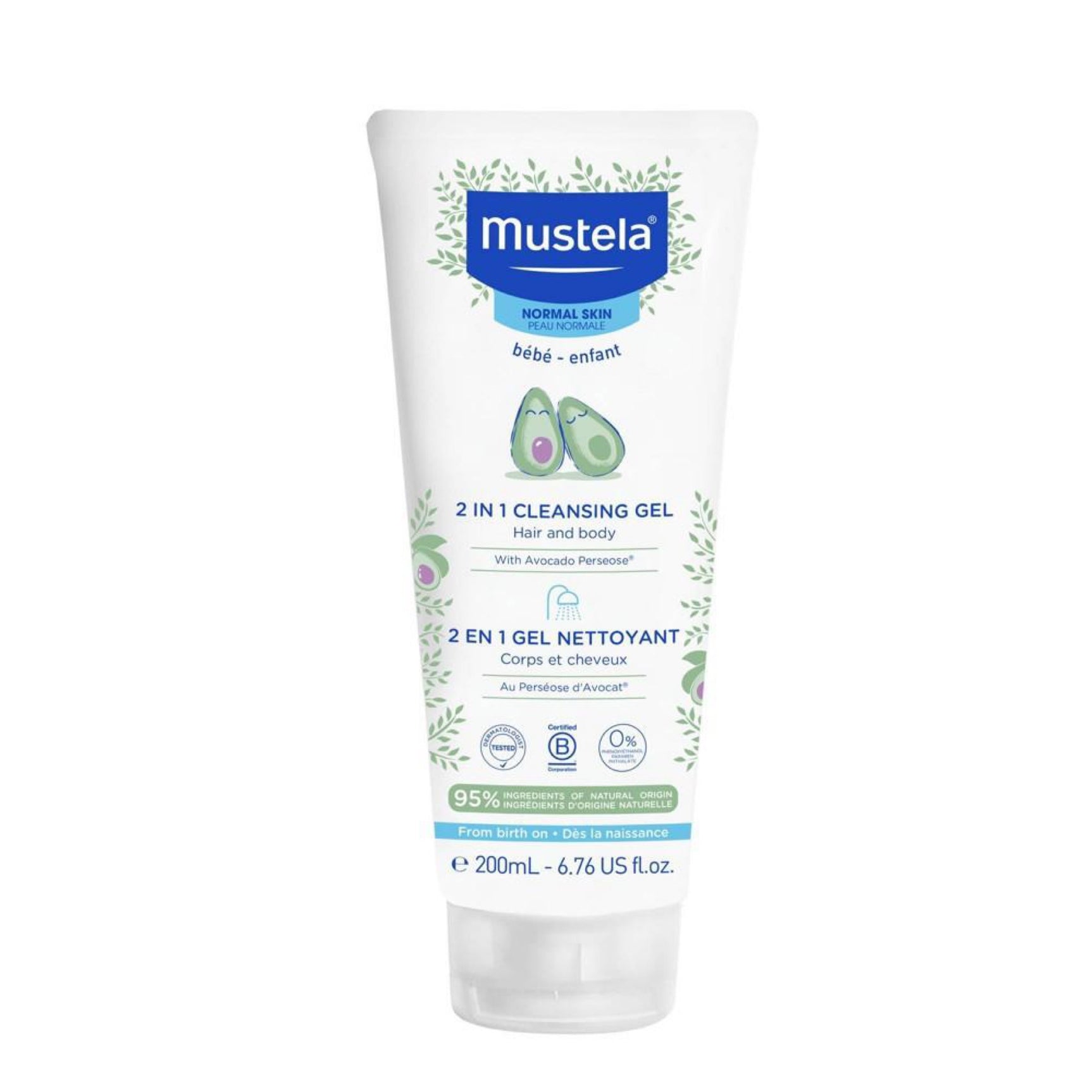 Mustela 2-in-1 Cleansing Gel Baby Body Wash and Baby Shampoo