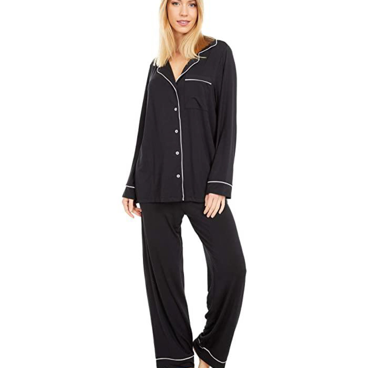 Barefoot Dreams Luxe Milk Jersey Pajama Set (Black) Women's Pajama Sets