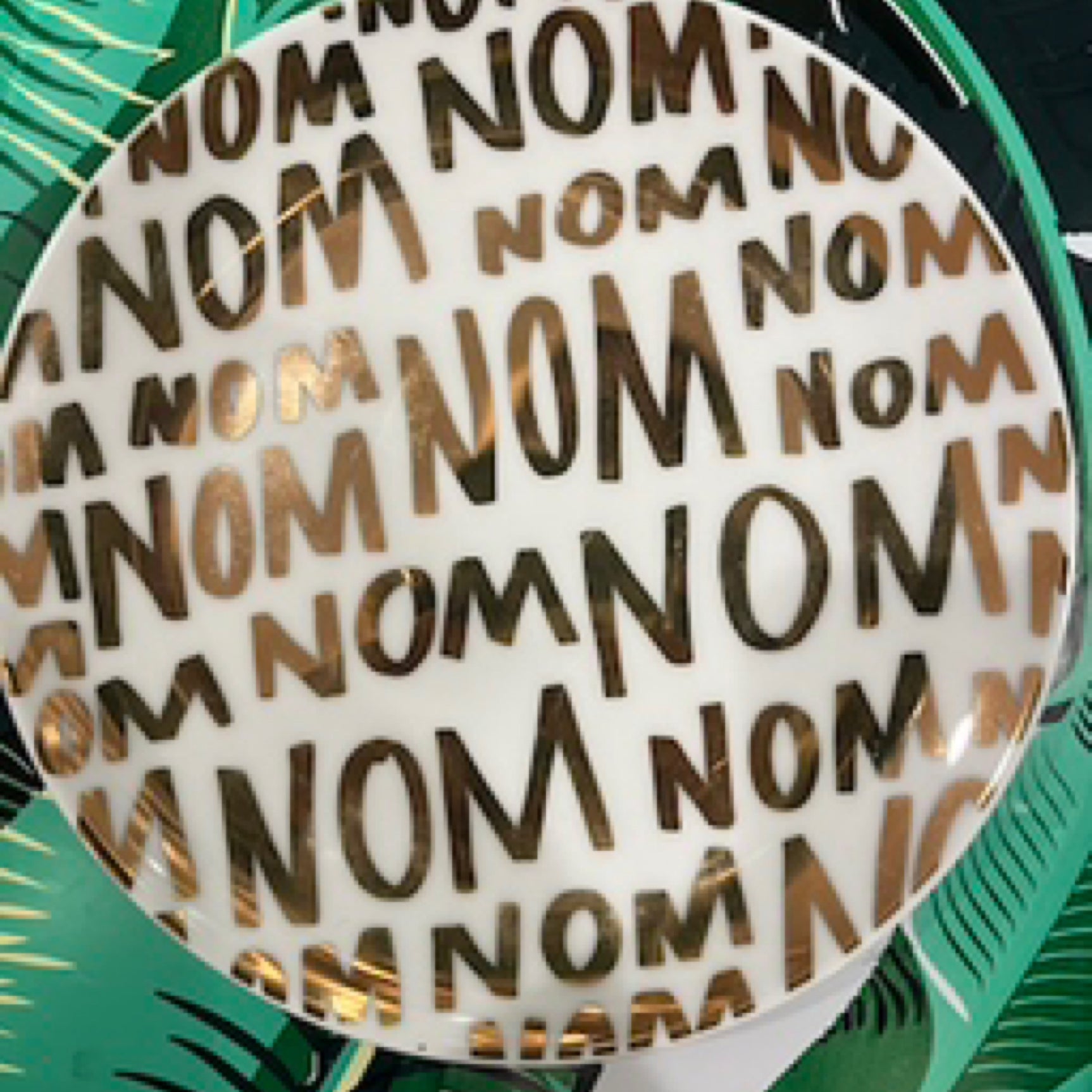 Easy Tiger Nom Nom Gold and White Plate
