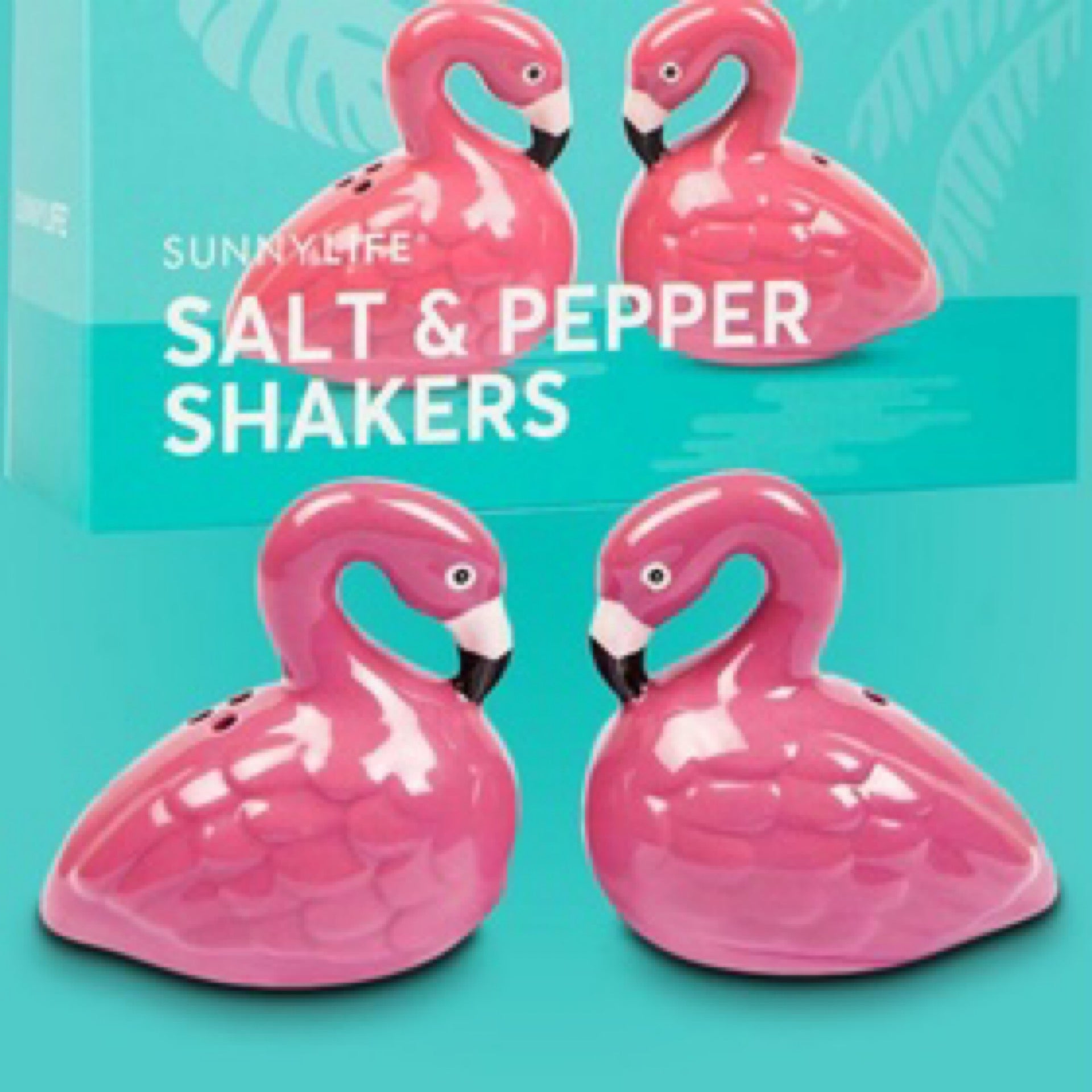 Abstract His and Hers Flamingo Salt and Pepper Shakers