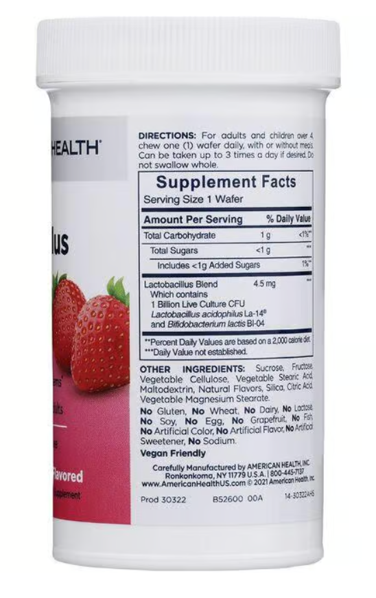American Health Chewable Acidophilus - Natural Strawberry