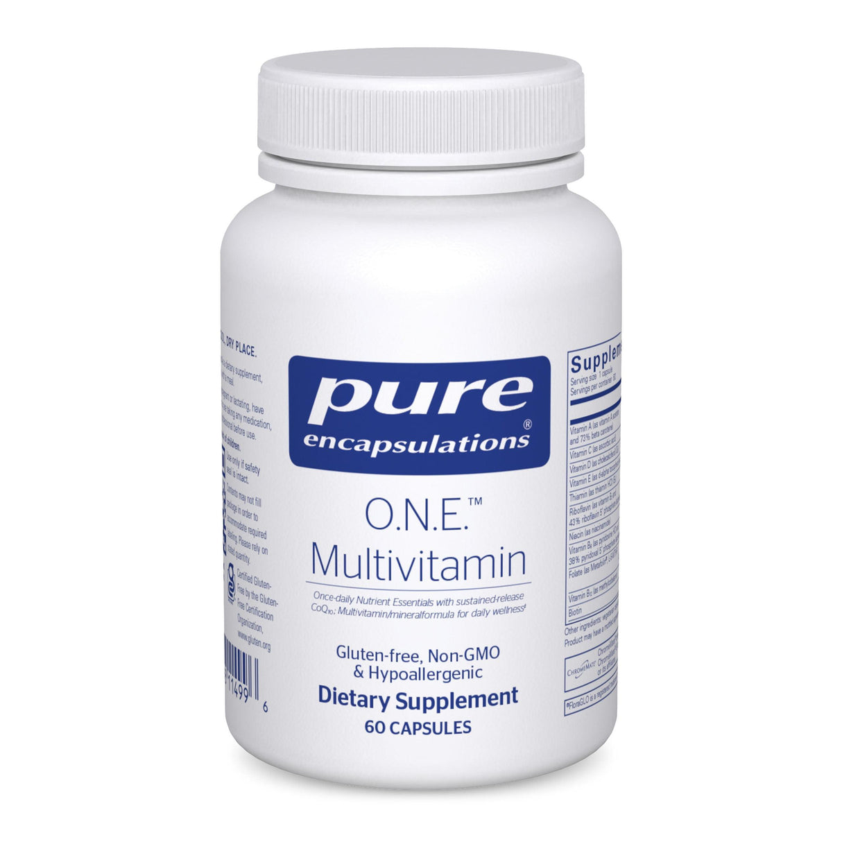 Pure Encapsulations O.N.E. Multivitamin | Once Daily Multivitamin with Antioxidant Complex Metafolin 10 Lutein to Support Vision Function Cellular Health* 60 Capsules