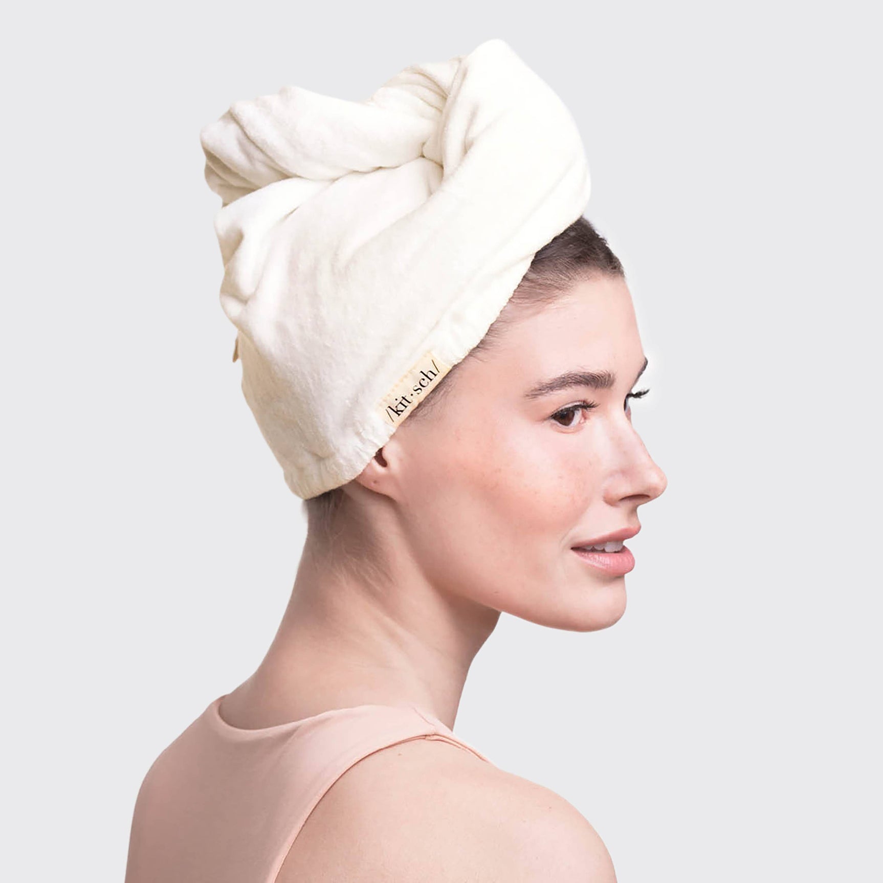 KITSCH Quick Dry Hair Towel - Ivory - Image 5