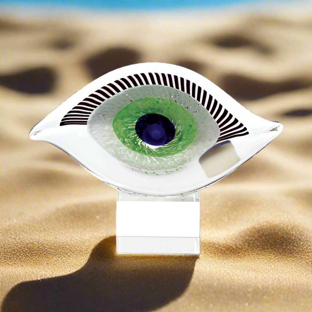 Centro de Mesa Ojo de Vidrio Artístico Estilo Murano Buena Suerte Visionario