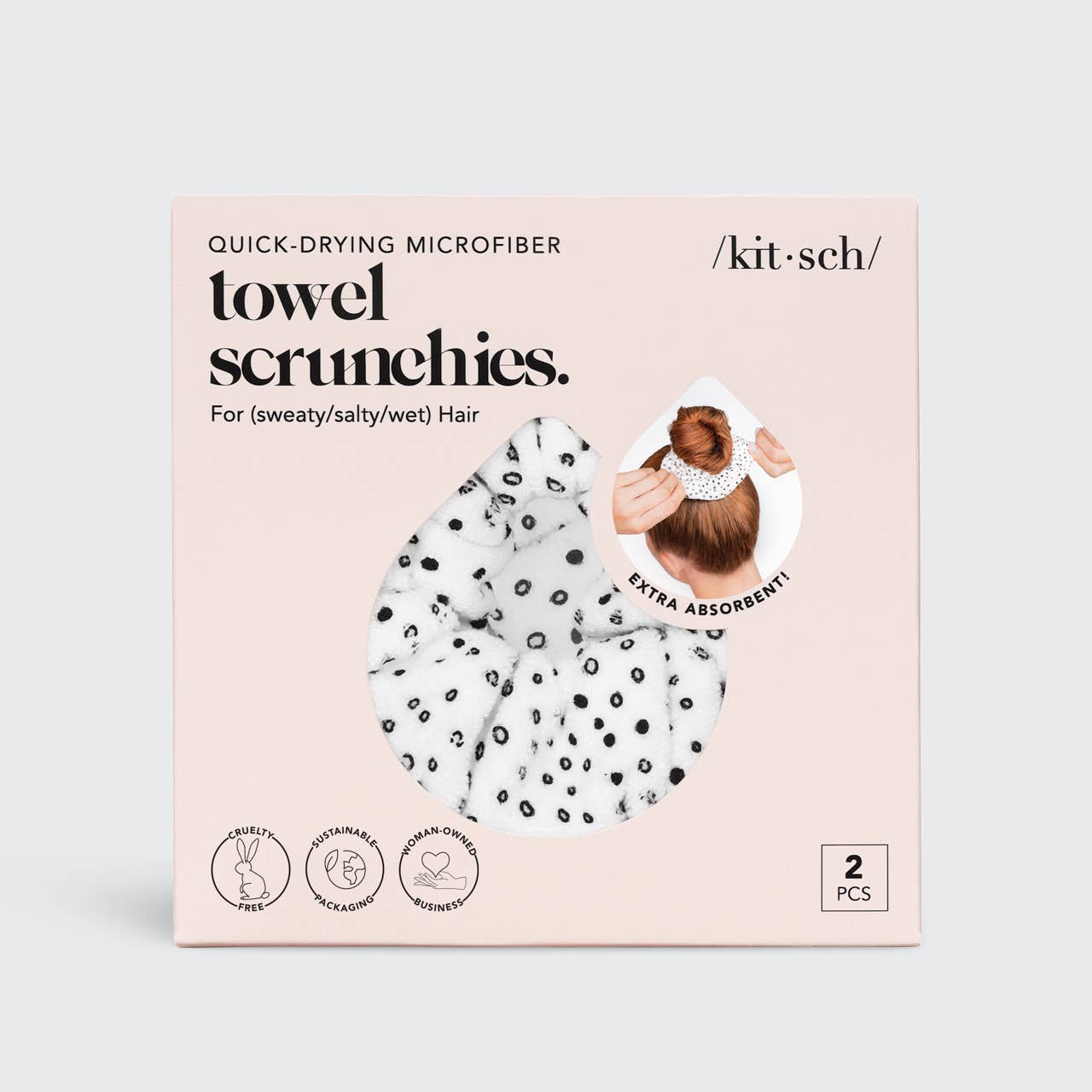 KITSCH Towel Scrunchie 2 Pack - Micro Dot - Image 5