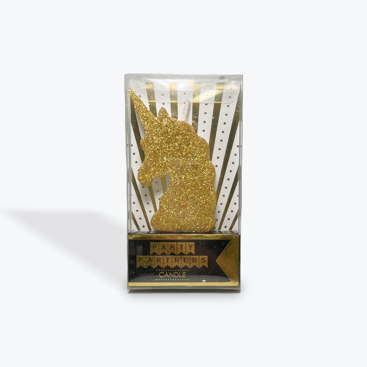 Party Partners Gold Glitter Unicorn Candle