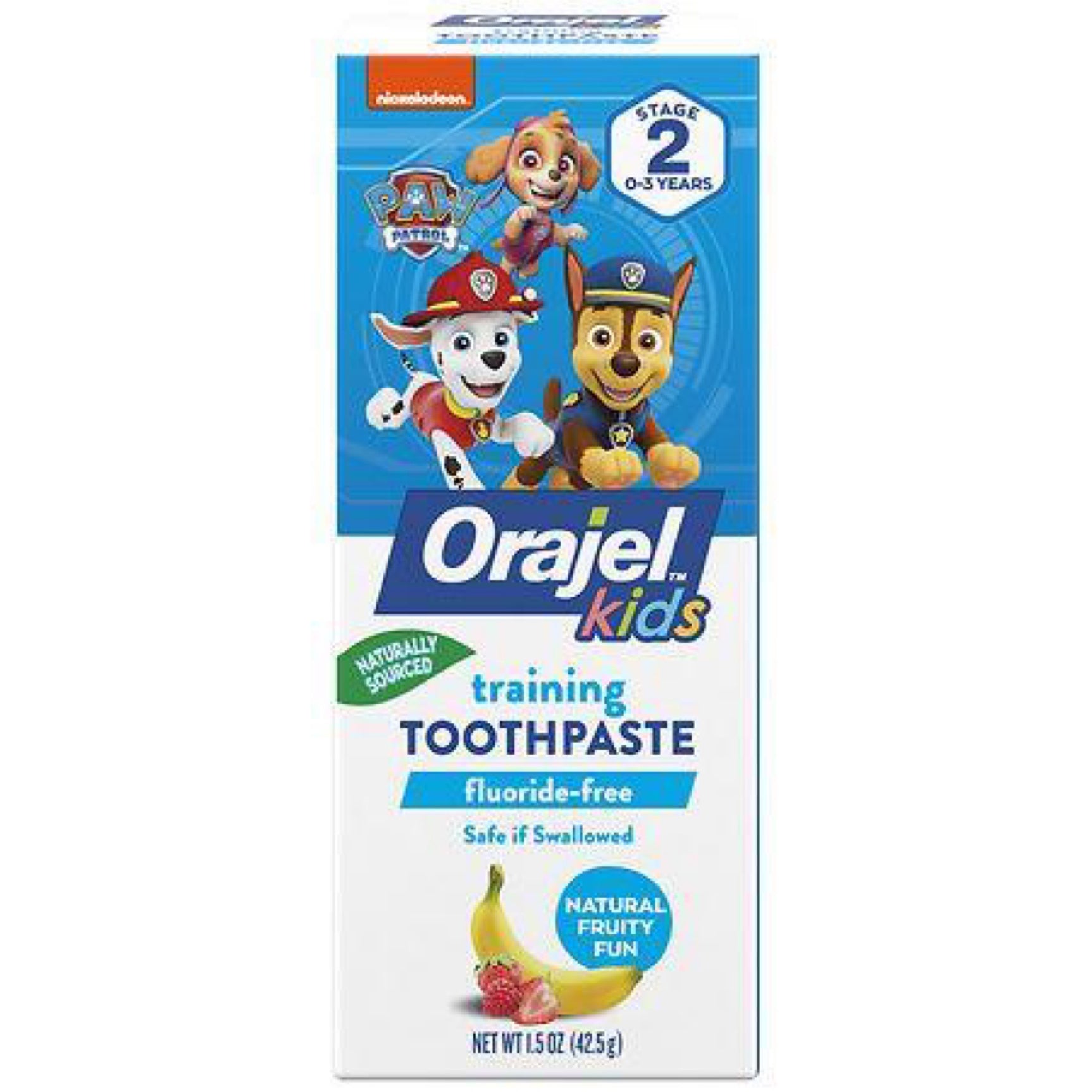 Orajel Kids Paw Patrol Pasta Dental de Entrenamiento sin Flúor Sabor Divertido a Frutas Naturales