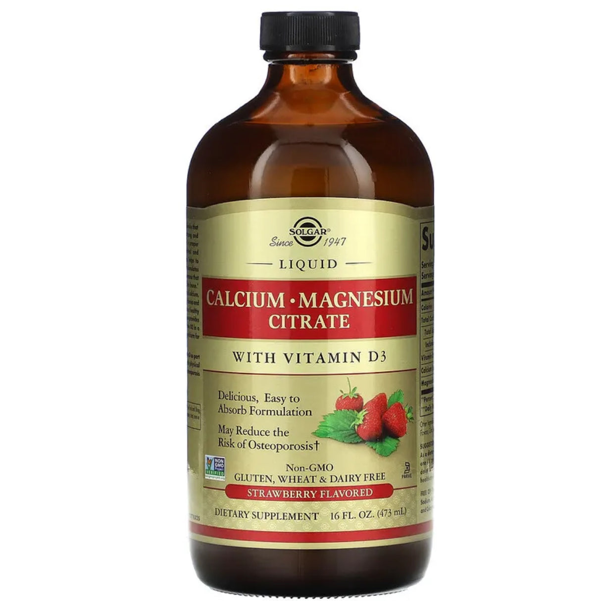 Solgar Calcium Magnesium Citrate with Vitamin D3, Strawberry, 16oz
