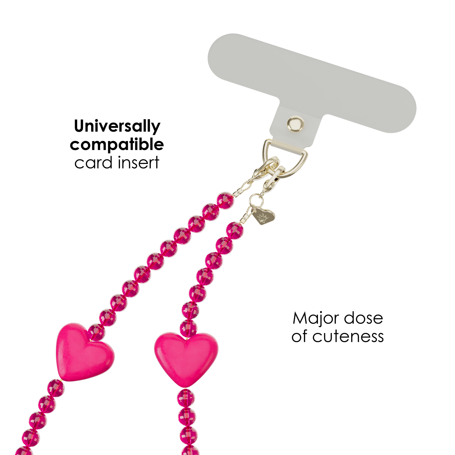 Hot Pink Heart Phone Charm - Image 2