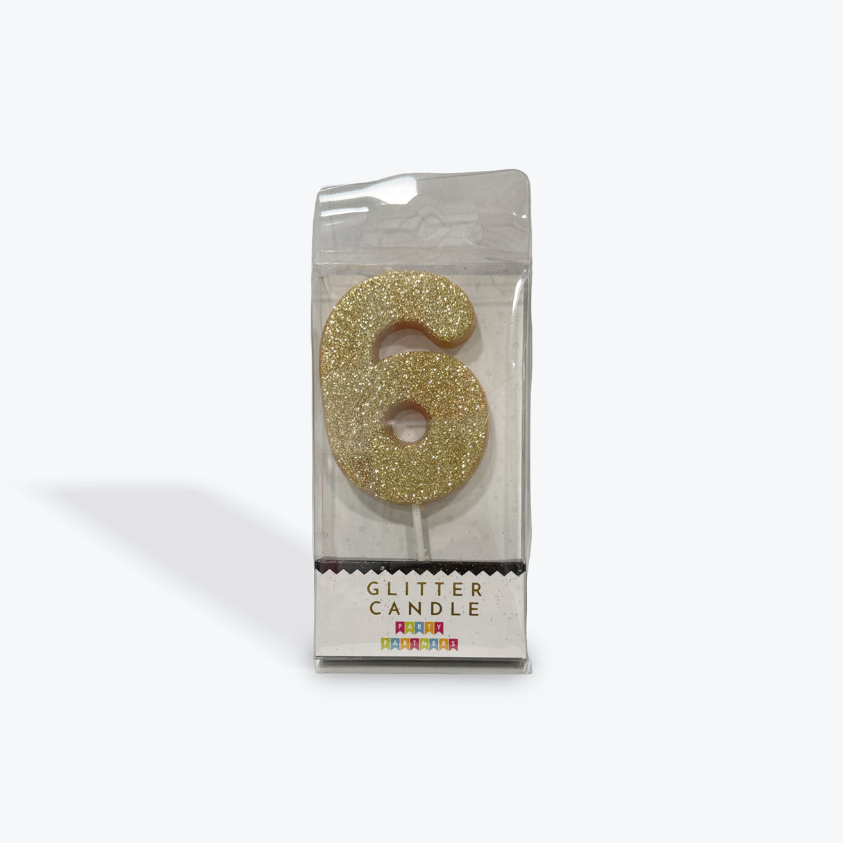 Party Partners Gold Glitter Number 6 Candle