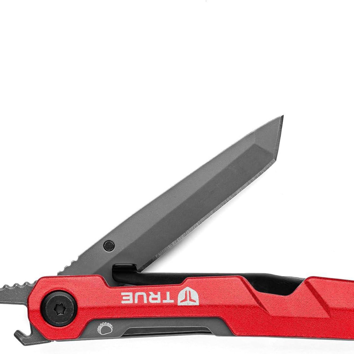 True Titanium Block Multitool, 2.75 " Tanto Blade, Scraper, Bottle Opener, Pocket Clip