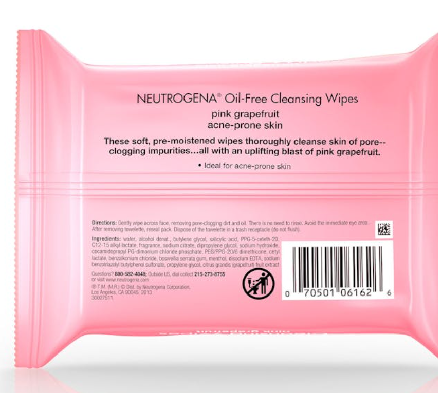 Neutrogena Oil-Free Facial Cleansing Wipes Grapefruit - Image 2