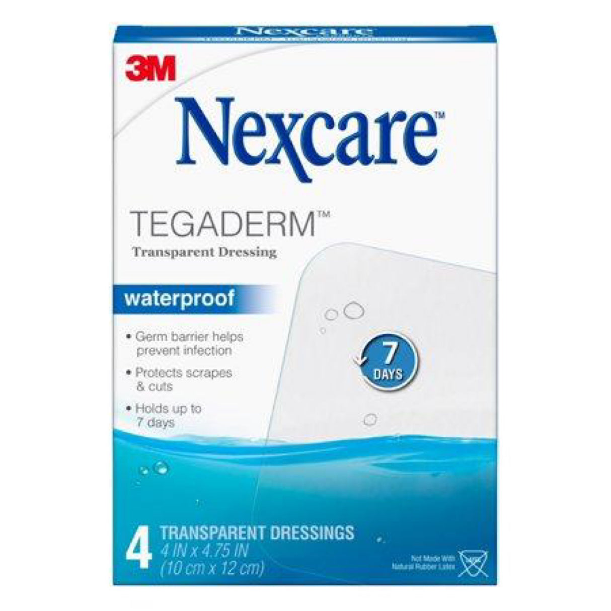 NexcaretM TegadermTM Waterproof Transparent Dressing, H1626, 4 in x 4 3/4 in