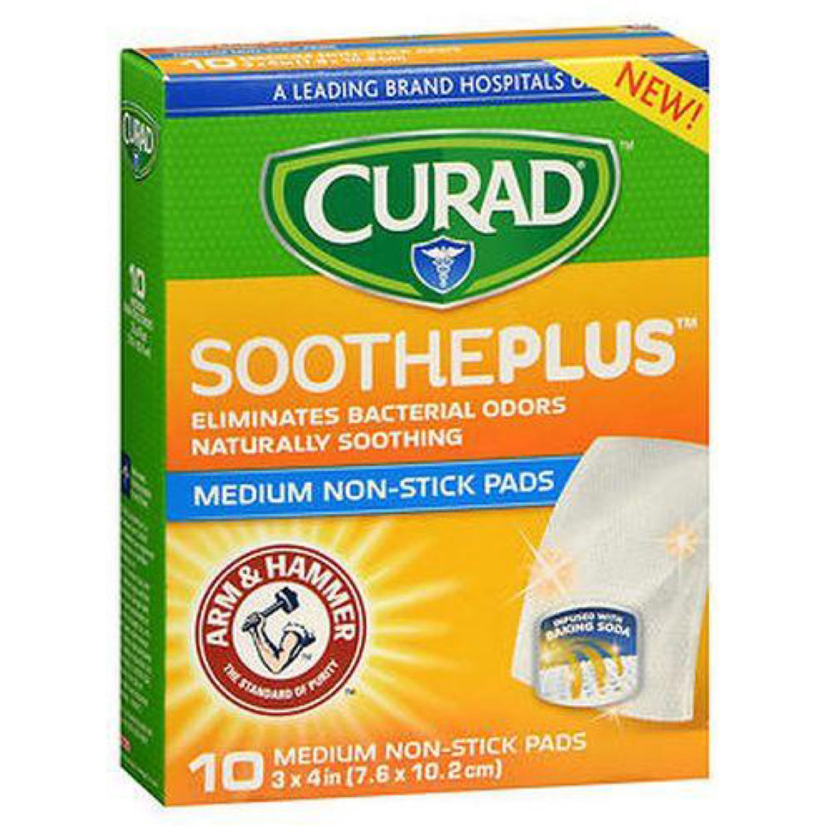 Curad Sootheplus Medium Non-Stick Pads, White