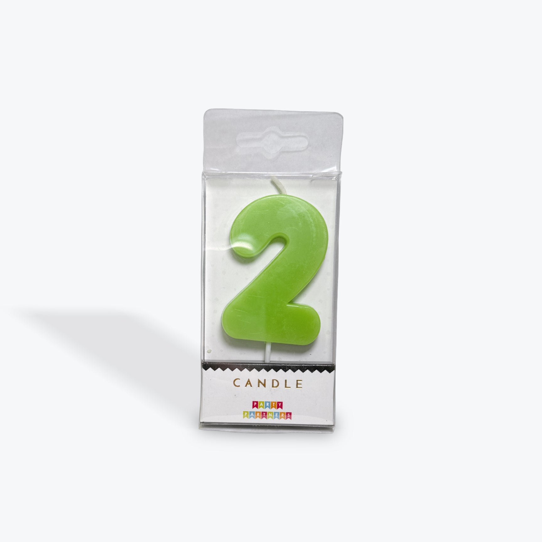 Party Partners Neon Green Number 2 Candle