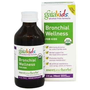 Gaia Kids Bronchial Wellness Syrup - Immune Support Supplement - Overall Throat & Lung Health Support - Certified Organic Formula with English Plantain, Grindelia & Honey