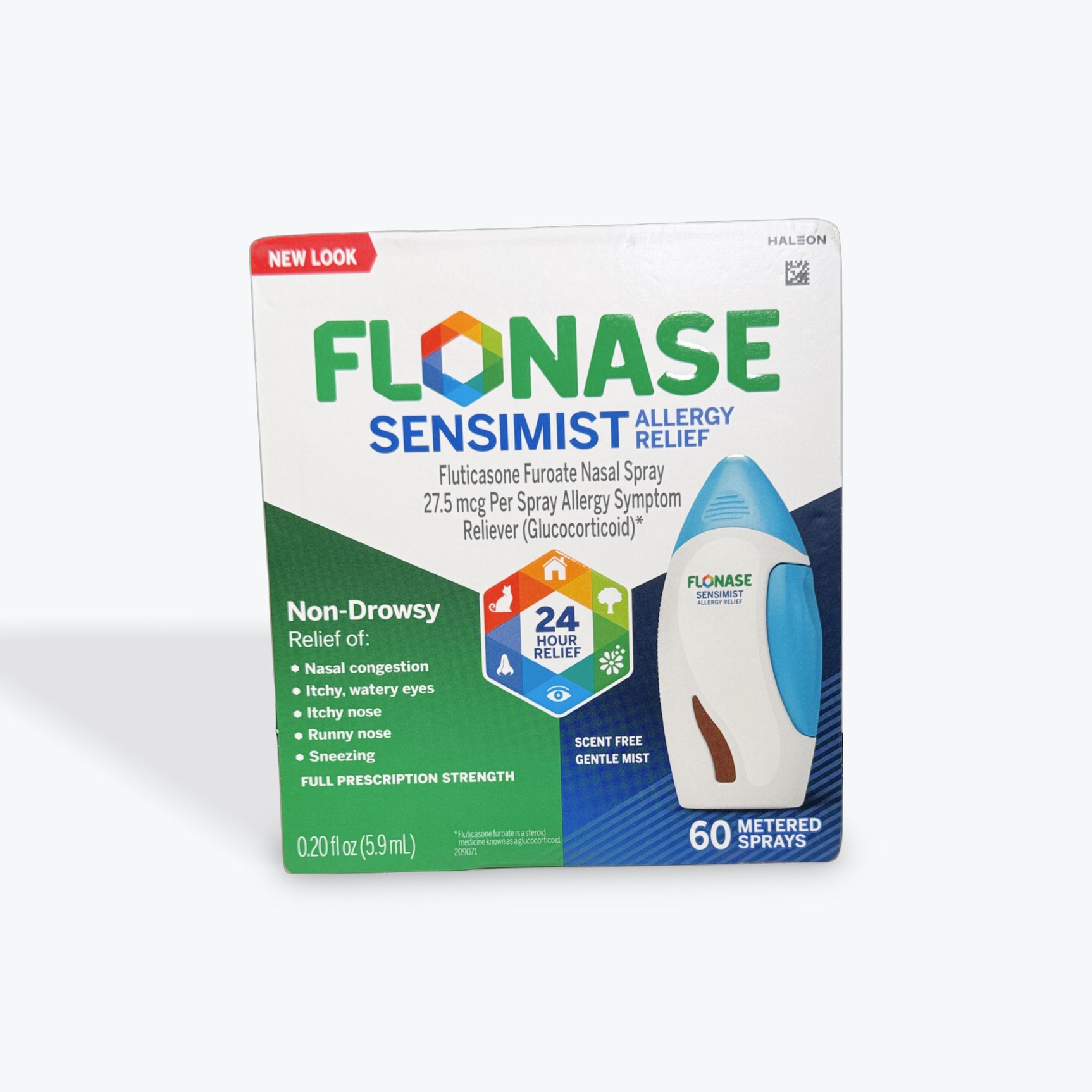 Spray nasal para el alivio de la alergia Flonase Sensimist, sin somnolencia, 24 horas