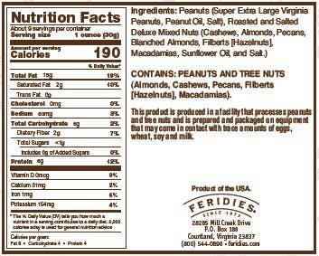 Feridies 9 oz. Salted Mixed Nuts - Image 2