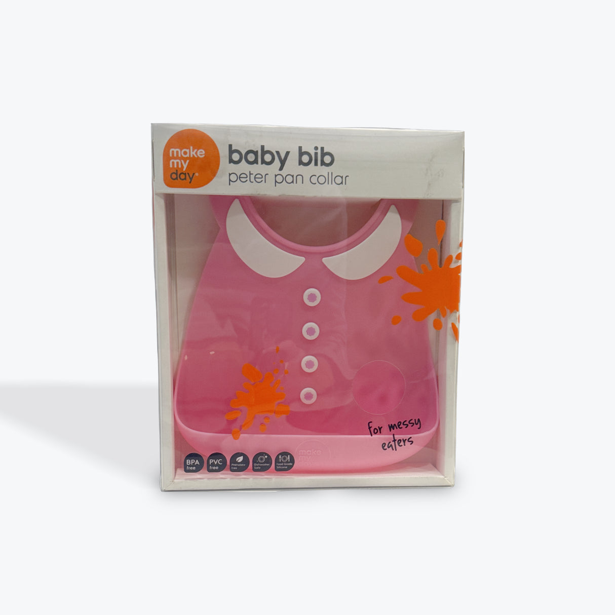 Make My Day Baby Bib | Food Catcher | Food Grade Silicone | Peter Pan Pink
