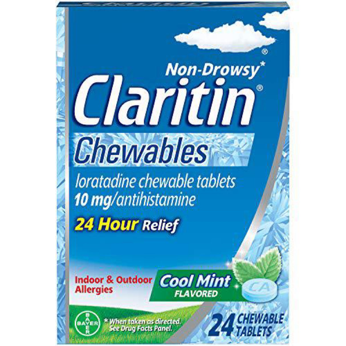 Claritin Allergy Relief 24 Hour Non-Drowsy Loratadine Cool Mint Chewables