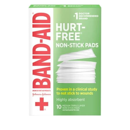 J&J Bandaid First Aid 2 Inch x 3 Inch Nonstick Pads 10 Count