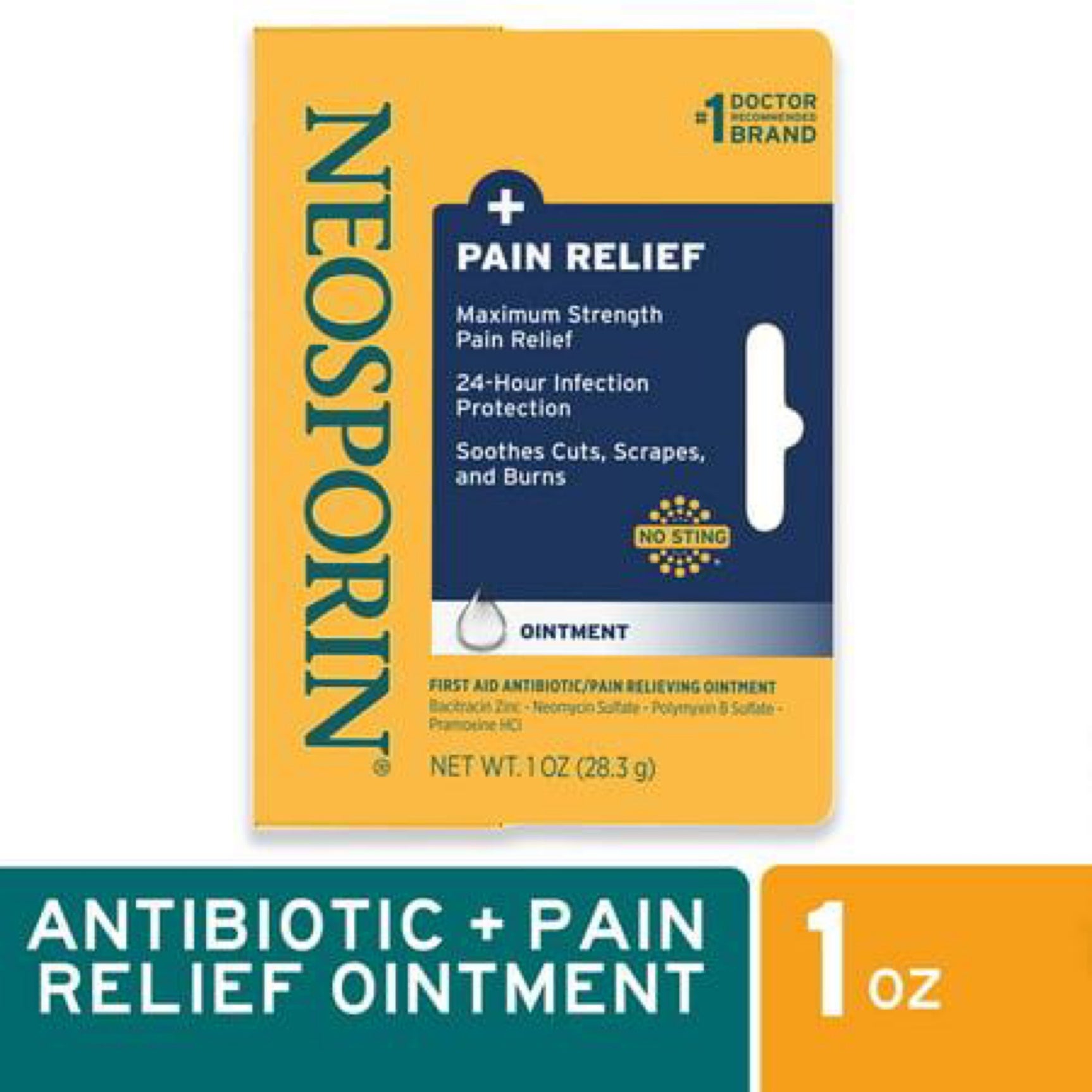 Neosporin + Maximum-Strength Pain Relief Dual Action Cream, First Aid Topical Antibiotic & Analgesic for Wound Care of Minor Cuts, Scrapes & Burns, Polymyxin B & Pramoxine HCL