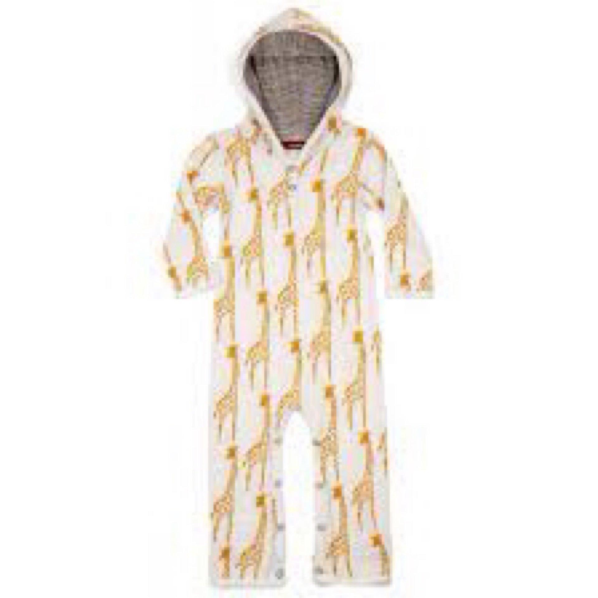 Hooded romper 6/12 M yellow giraffe