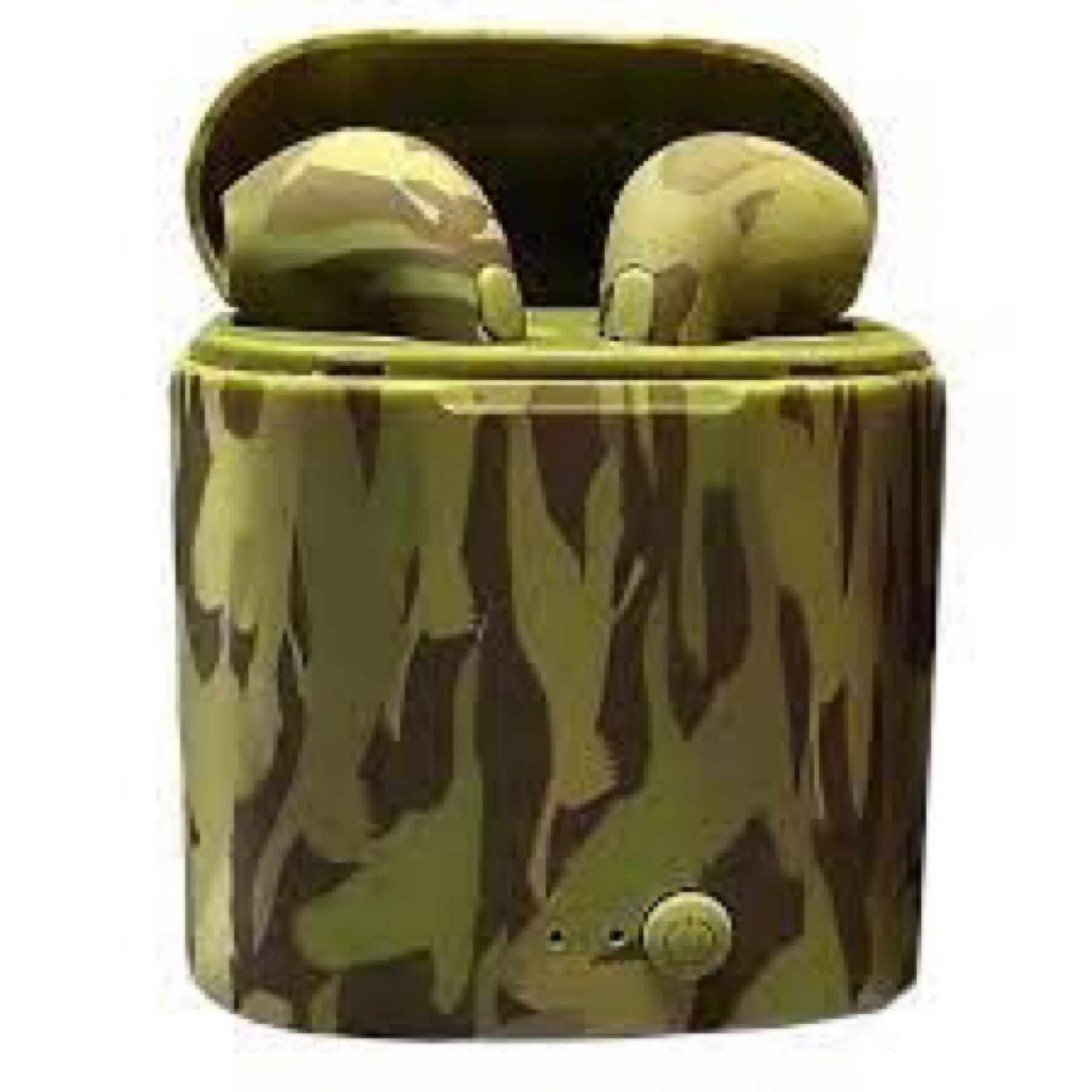 Green camo wireless earbuds