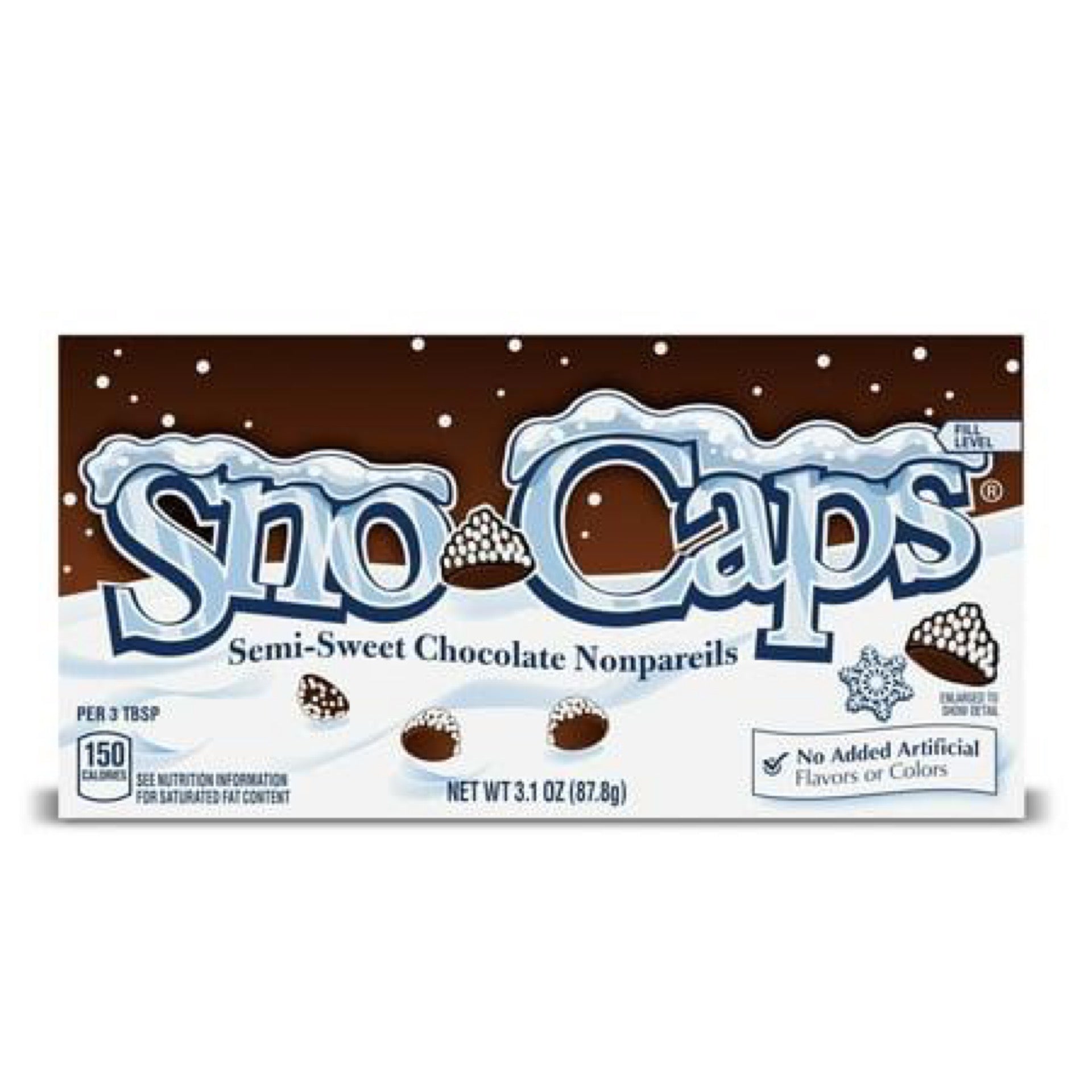Sno-Caps Semi-Sweet Chocolate Nonpareils Theater Candy Box for Halloween Candy oz