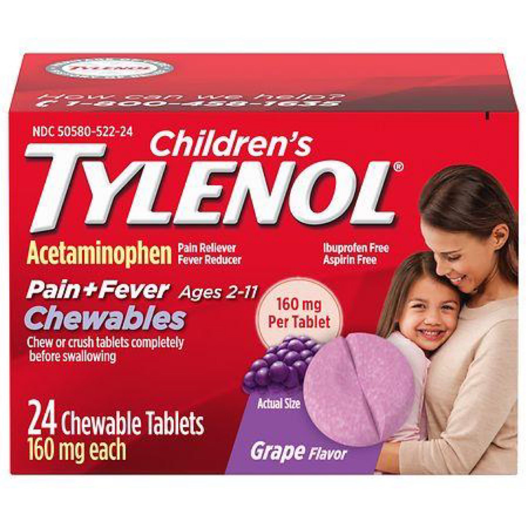 Children's Tylenol Pain + Fever Relief Chewables - Acetaminophen - Grape