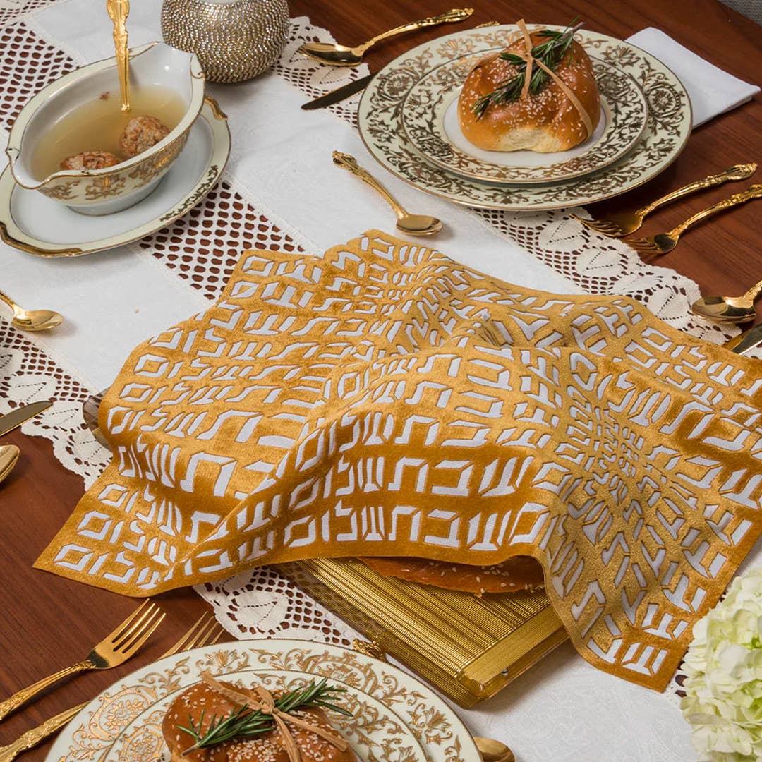 Challah Cover Hebrew Type: Black