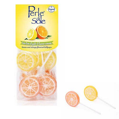 Piruletas de limón y naranja Perle Di Sole importadas de Italia