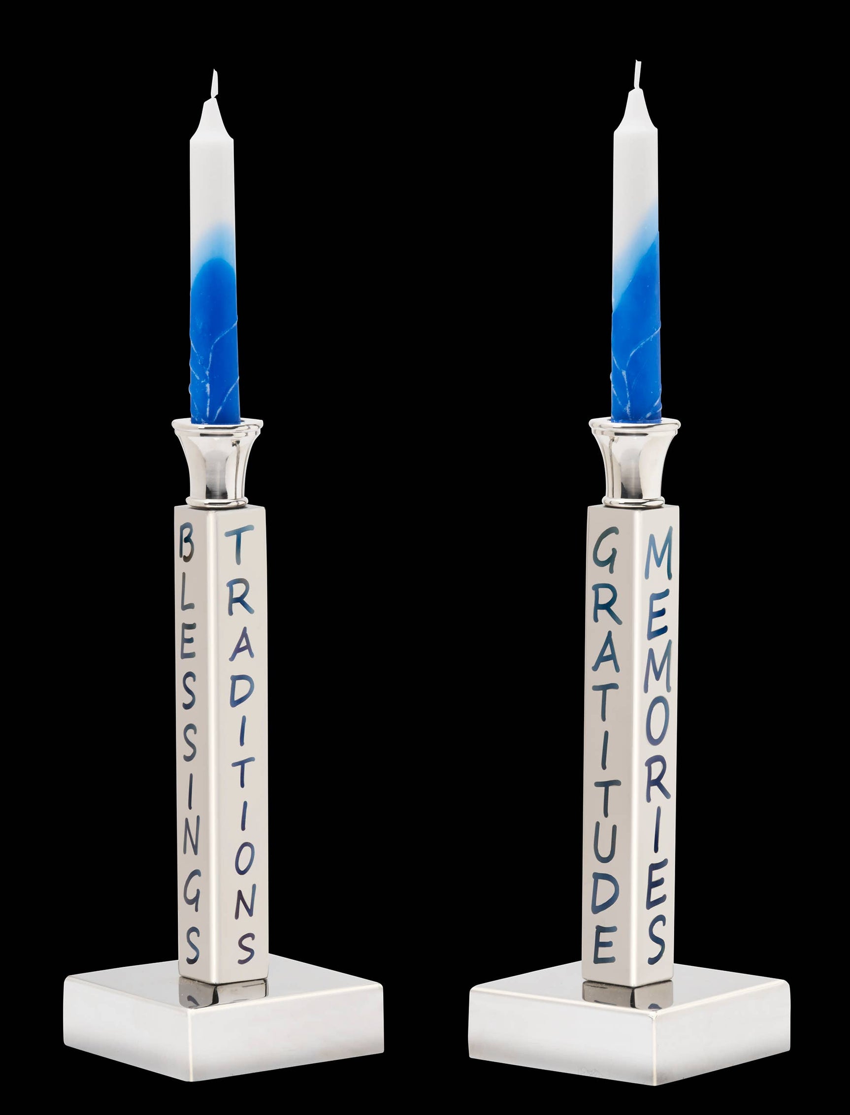 Peace, Love & Shabbat Candlesticks-Silver - Image 4