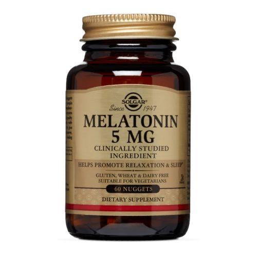 Solgar Melatonin 5 mg, 60 Nuggets - Helps Promote Relaxation & Sleep - Clinically Studied Melatonin - Supports Natural Sleep Cycle - Non-GMO, Vegan, Gluten Free, Dairy Free, Kosher