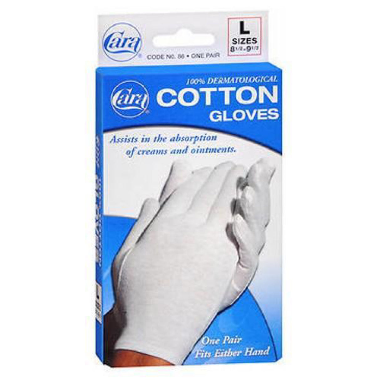 Cara Moisturizing Eczema 100% Premium Cotton Gloves, Large, White