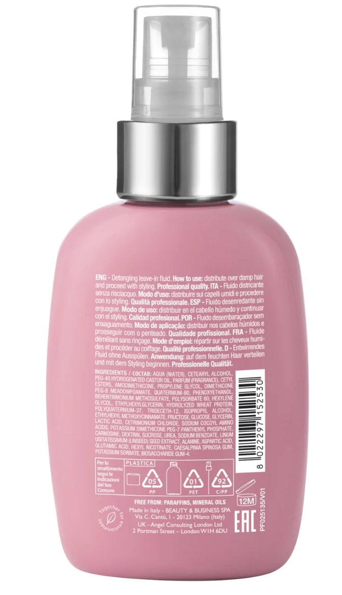 Alfaparf Milano Semi di Lino Moisture Nutritive Leave-In Detangling Fluid for Dry Hair - Safe on Color Treated Hair - Professional Salon Quality