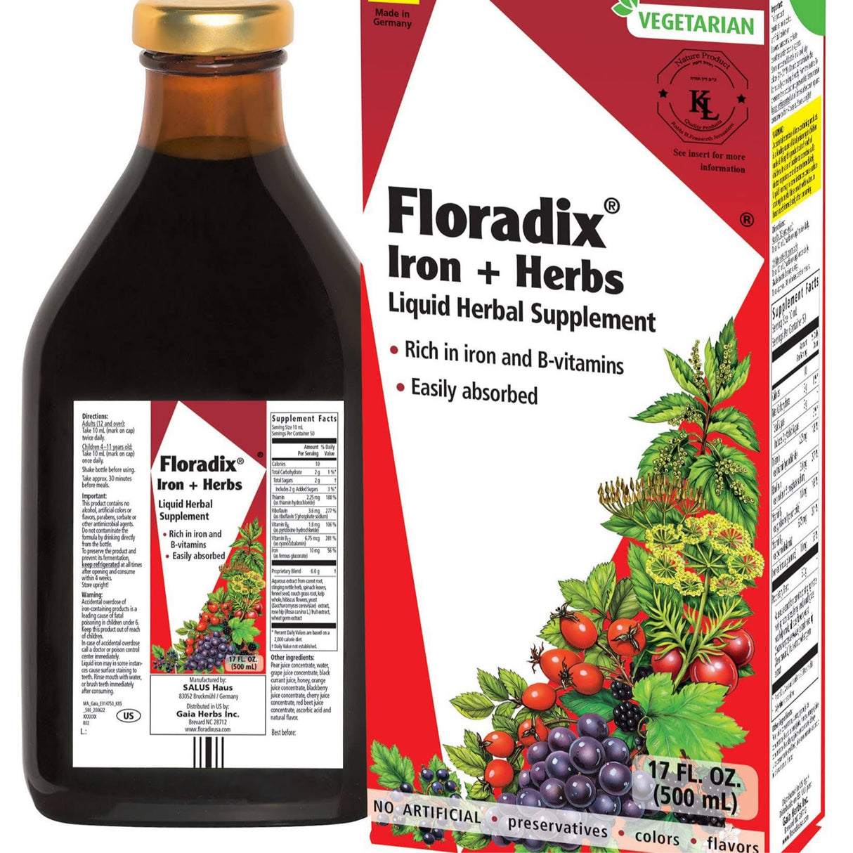 Floradix Iron + Herbs Liquid Extract (8.5 Fluid ounces)