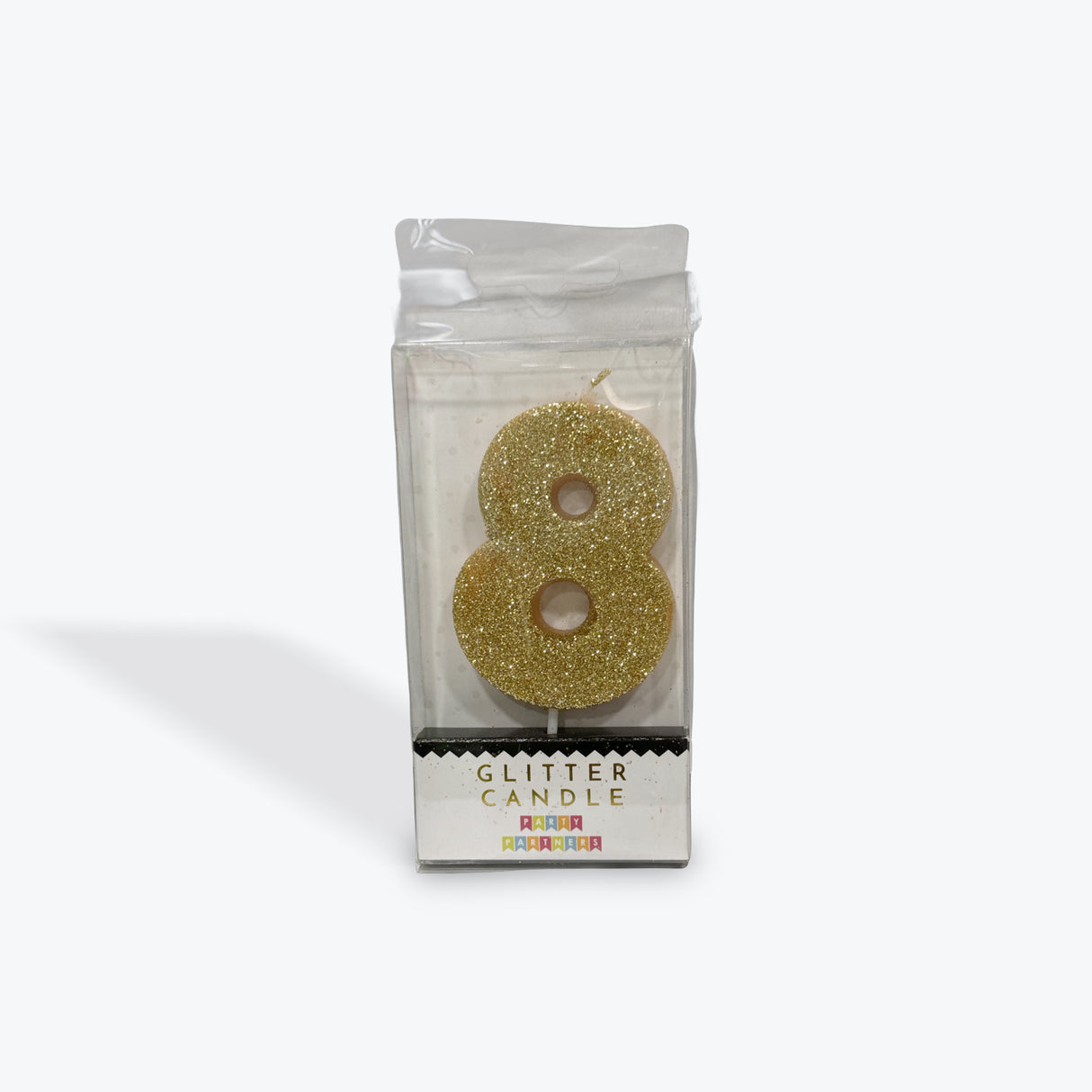 Party Partners Gold Glitter Number 8 Candle