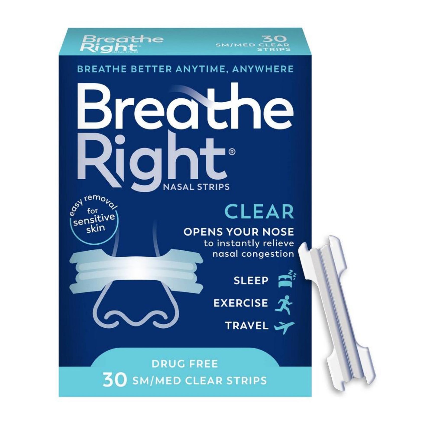 Breathe Right Original Nasal Strips Nasal Strips medium Sensitive Skin